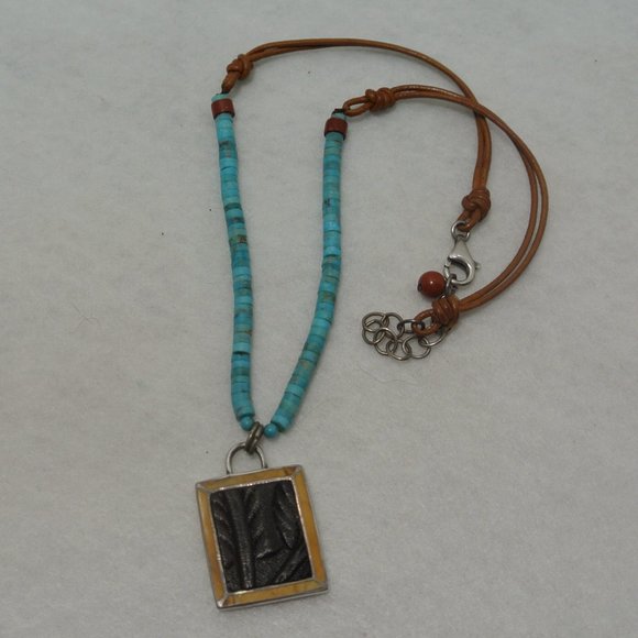 Vintage Sterling Peyote Bird Turquoise Necklace - Picture 5 of 9